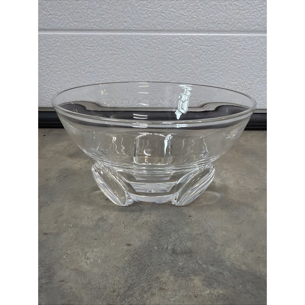Steuben Signed 6 3/4" Crystal Bowl Tri-Footed Excellent Condition
